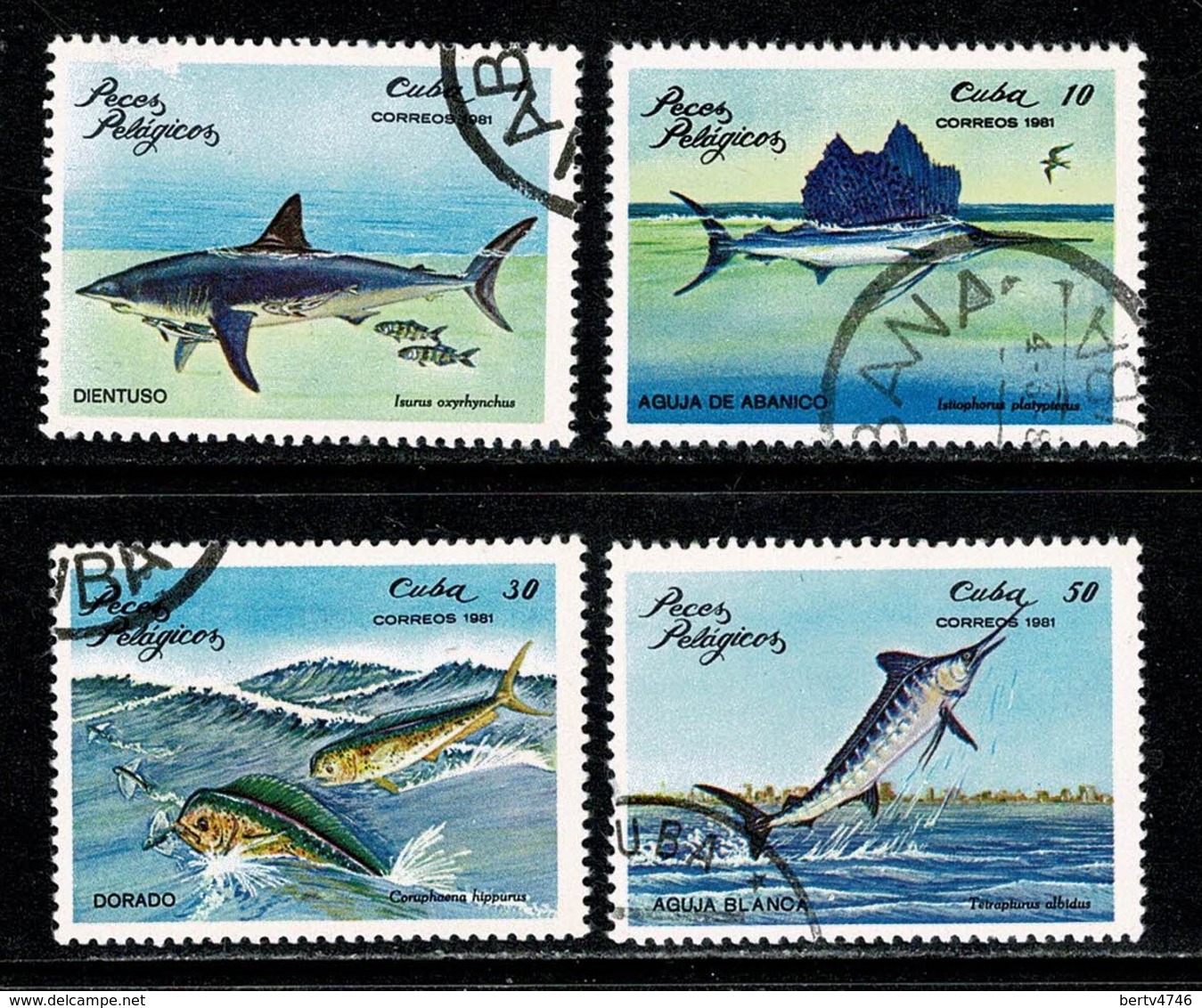 Cuba 1981 Yv. 2243/45, 2247/48 Vissen/poissons/fishes/fische - Used Stamps
