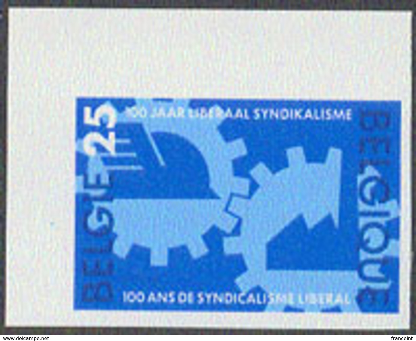 BELGIUM (1991) Gears. Imperforate With Control Number On Back. Liberal Trade Union Centennial. Scott No 1398 - Sonstige & Ohne Zuordnung