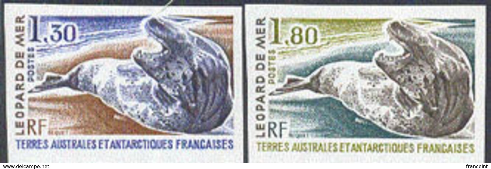 F.S.A.T. (1980) Leopard Seals. Set Of 2 Imperforates. Scott Nos 92-3, Yvert Nos 89-90. - Geschnittene, Druckproben Und Abarten