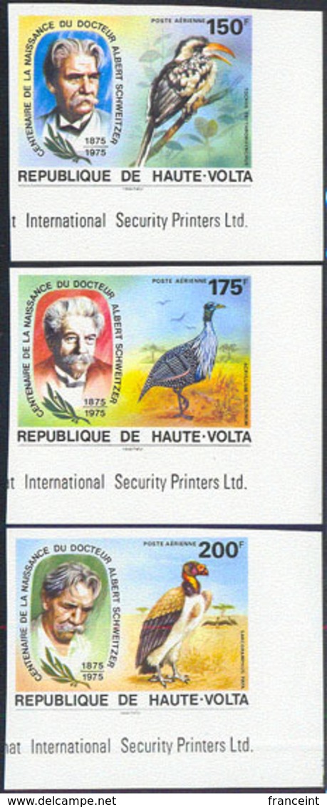 UPPER VOLTA (1975) Schweitzer. Birds. Set Of 5 Imperforates. Scott Nos 368-9,C212-4. Yvert Nos 357-8,PA190-2. - Alto Volta (1958-1984)