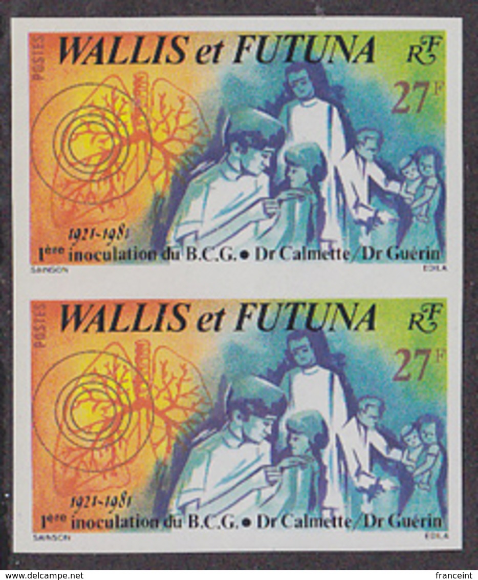 WALLIS & FUTUNA (1981) Lung. Doctor Giving Inoculation. Imperforate Pair, 60th Anniversary Of Anti-tuberculin. Scott 270 - Imperforates, Proofs & Errors