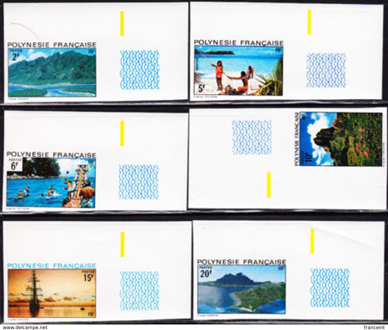 FRENCH POLYNESIA (1974) Native Scenes. Set Of 6 Imperforates. Scott Nos 278-83, Yvert Nos 97-102. - Non Dentelés, épreuves & Variétés