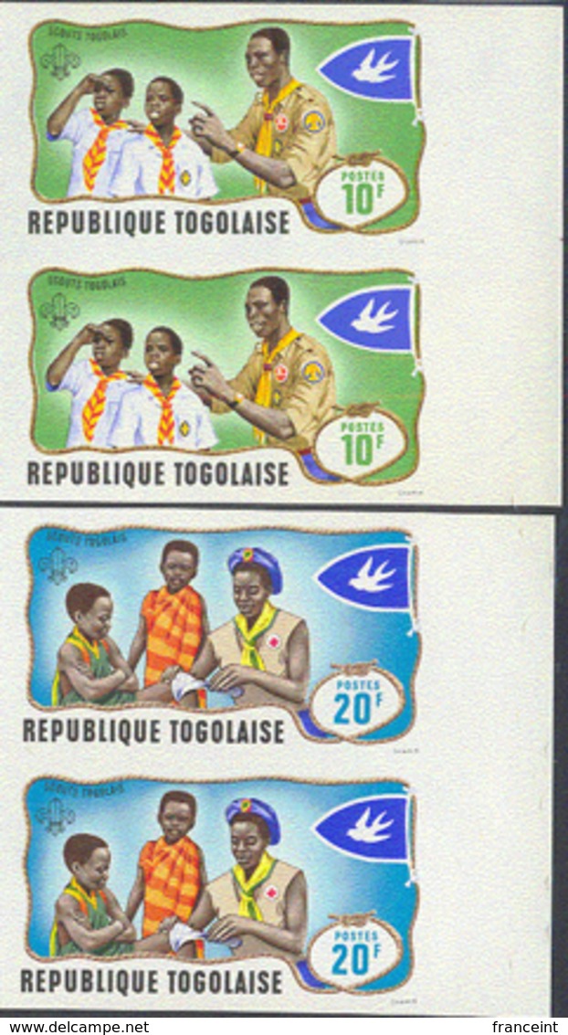 TOGO (1968) Scouts. Set Of 7 Imperforate Pairs. Scott Nos 656-60,C97-8. Yvert Nos 588-92,PA100-1. - Togo (1960-...)