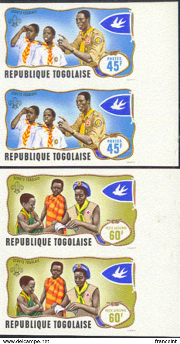 TOGO (1968) Scouts. Set Of 7 Imperforate Pairs. Scott Nos 656-60,C97-8. Yvert Nos 588-92,PA100-1. - Togo (1960-...)