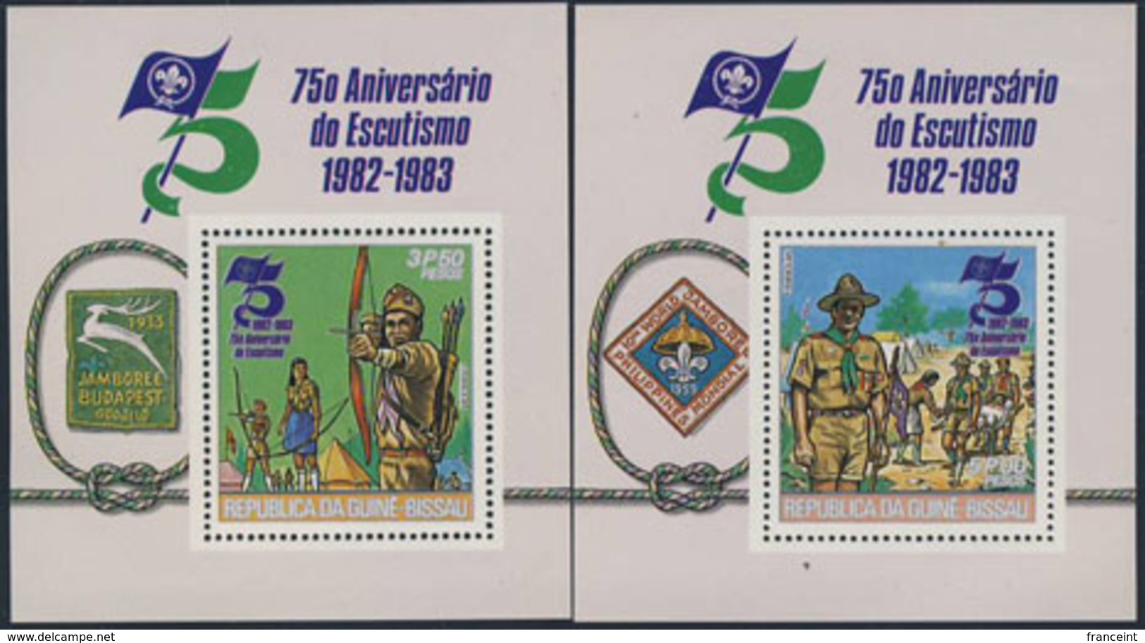 GUINEA-BISSAU (1982) Scouts In Various Activities. S/S, 75th Anniversary Of Scouting. Scott Nos 428-31,C41-3. - Guinea-Bissau
