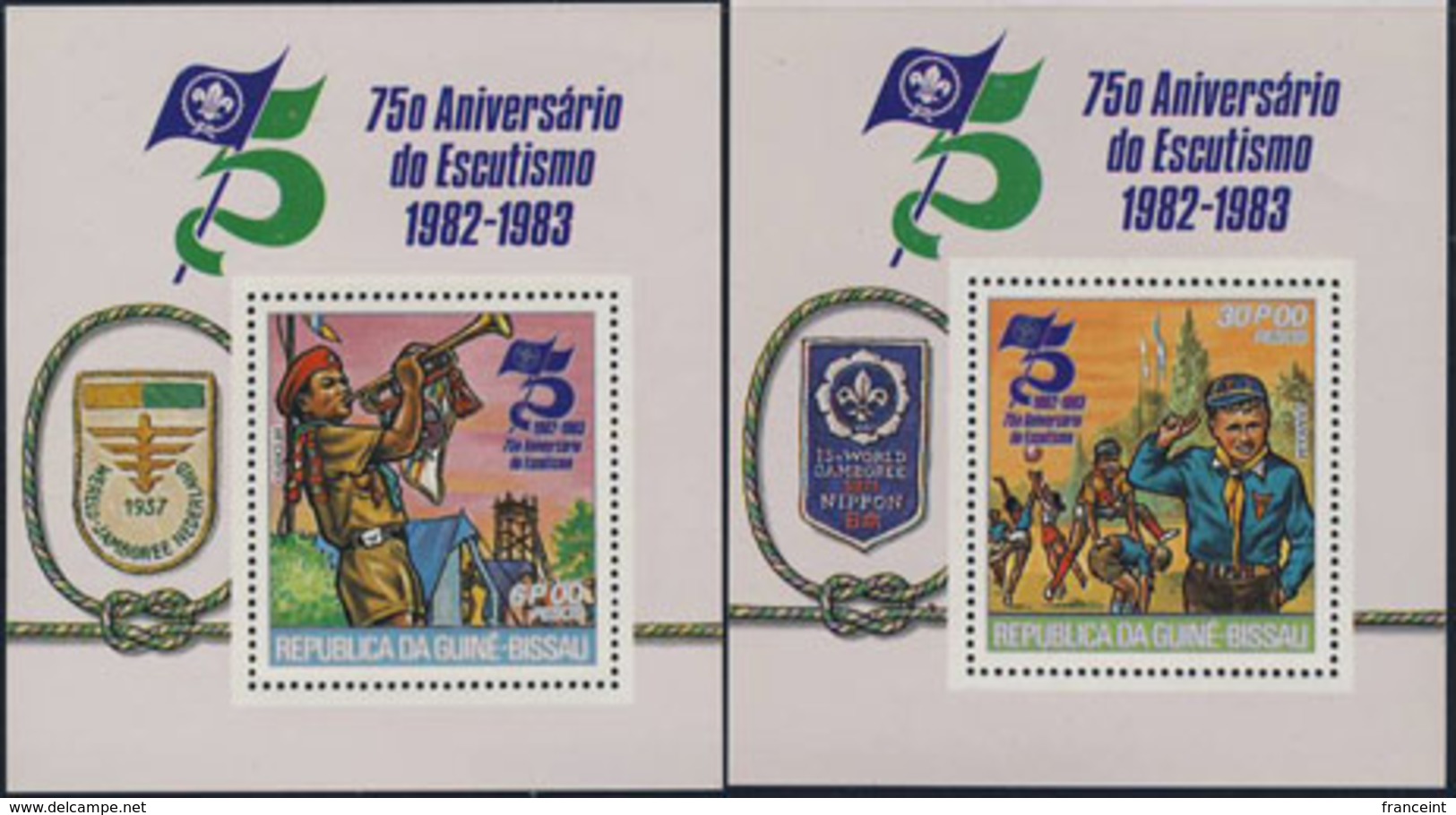 GUINEA-BISSAU (1982) Scouts In Various Activities. S/S, 75th Anniversary Of Scouting. Scott Nos 428-31,C41-3. - Guinea-Bissau