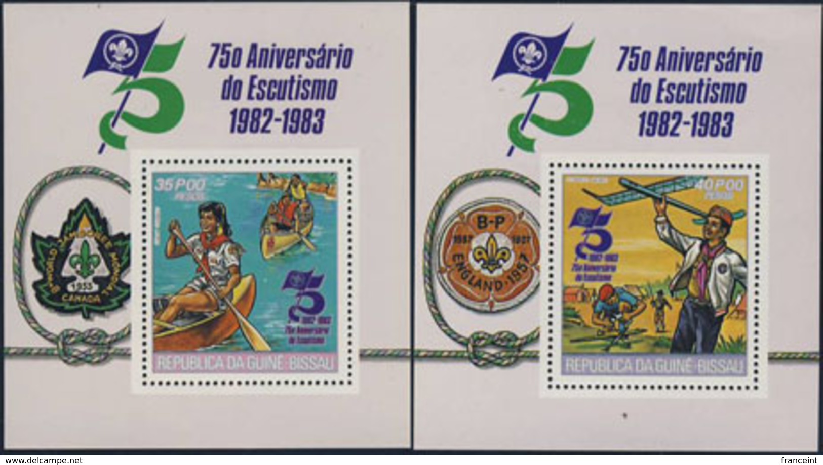 GUINEA-BISSAU (1982) Scouts In Various Activities. S/S, 75th Anniversary Of Scouting. Scott Nos 428-31,C41-3. - Guinea-Bissau