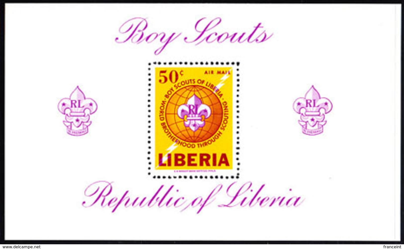 LIBERIA (1965) Scout Emblem. Perforate S/S. Scott No C165, Yvert No BF32. - Liberia