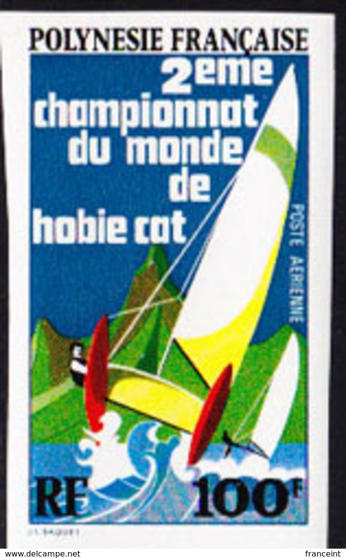 FRENCH POLYNESIA (1974) Hobie Cat. Imperforate. Scott No C106, Yvert Nos PA83. - Sin Dentar, Pruebas De Impresión Y Variedades