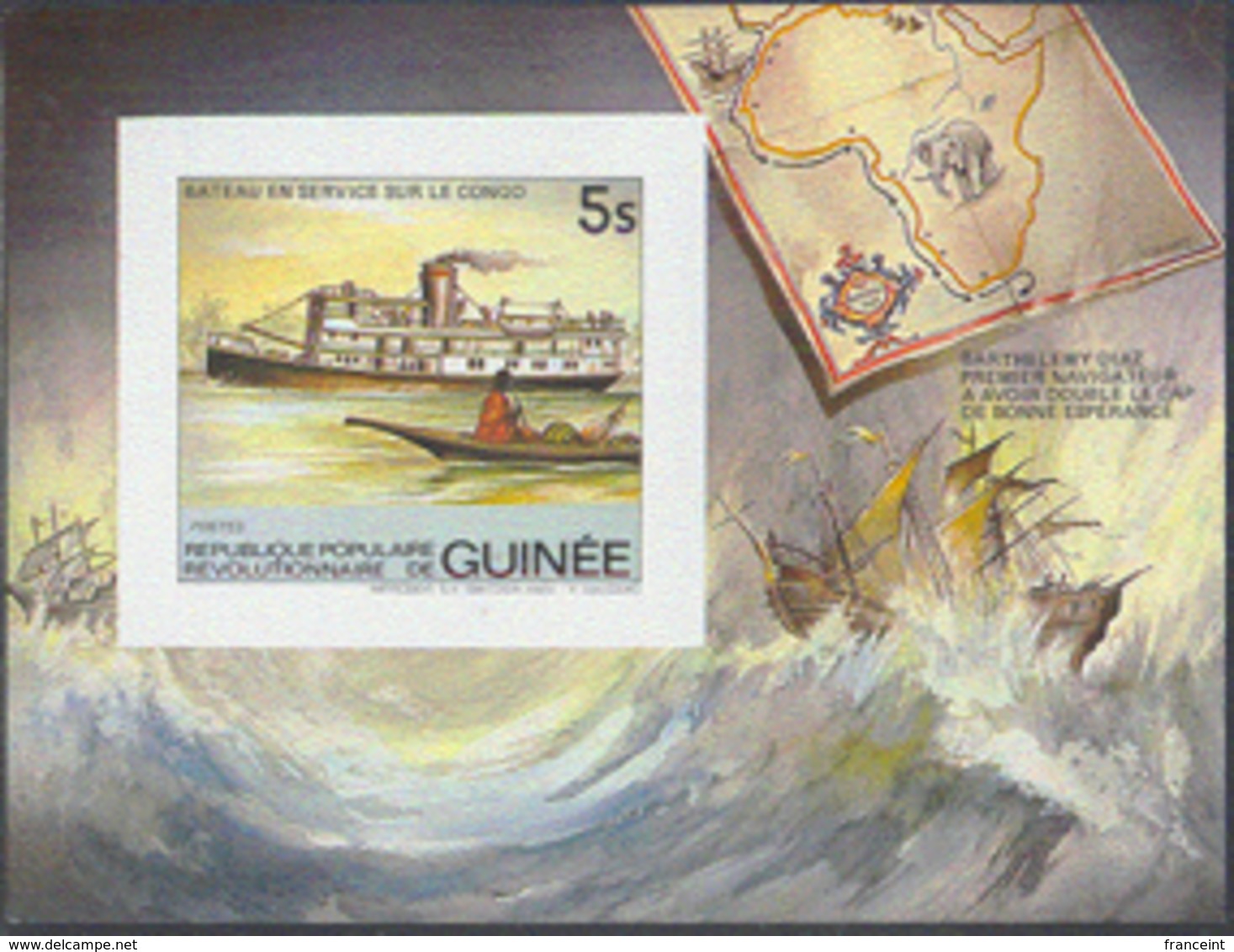GUINEA (1984) Steamer. Imperforate Minisheet. Scott No 883, Yvert Nos 736. - República De Guinea (1958-...)