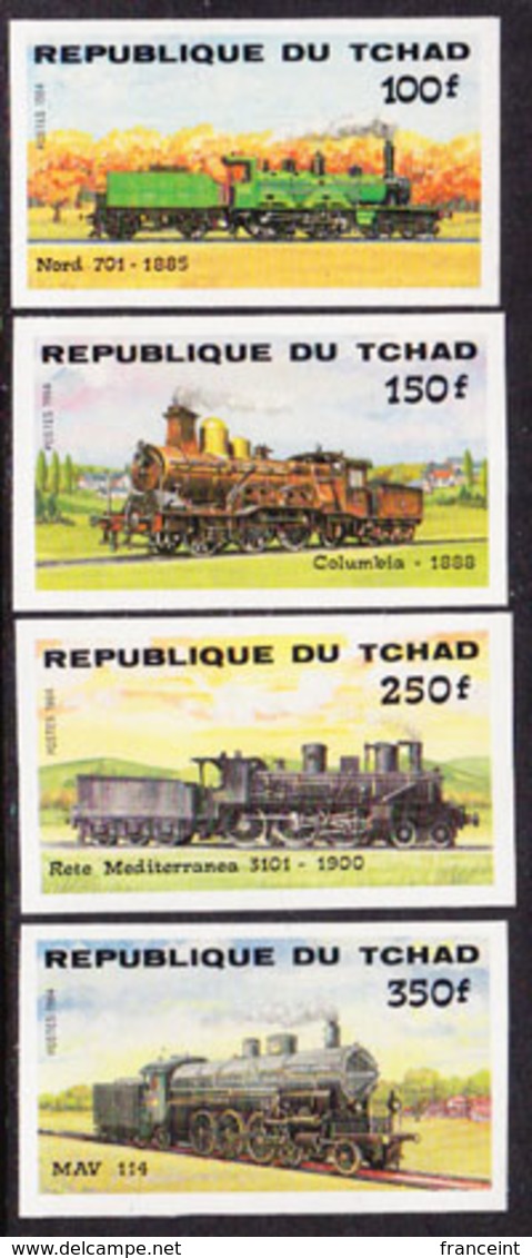 CHAD (1984) Ships. Locomotives. Set Of 8 Imperforates. Scott Nos 517-24, Yvert Nos 456-63. - Tschad (1960-...)