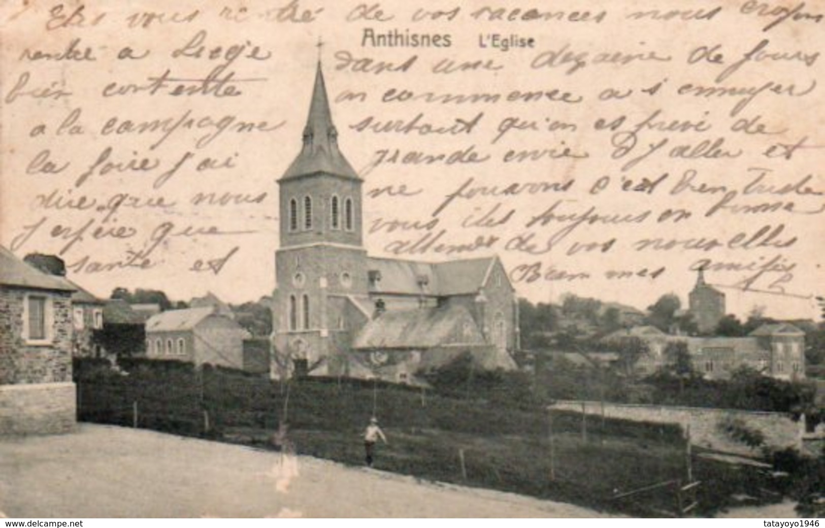 Anthisnes L'église Circulé En 1913 - Anthisnes