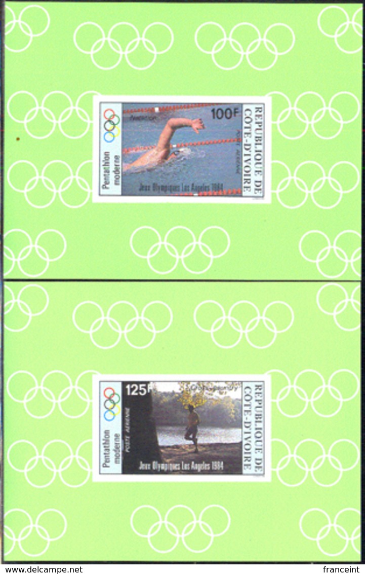 IVORY COAST (1984) Los Angeles Olympics. Set Of 4 Imperforate Minisheets. Scott Nos C81-4, Yvert Nos PA86-9. - Côte D'Ivoire (1960-...)