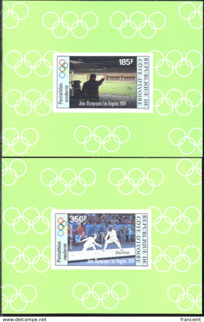 IVORY COAST (1984) Los Angeles Olympics. Set Of 4 Imperforate Minisheets. Scott Nos C81-4, Yvert Nos PA86-9. - Côte D'Ivoire (1960-...)