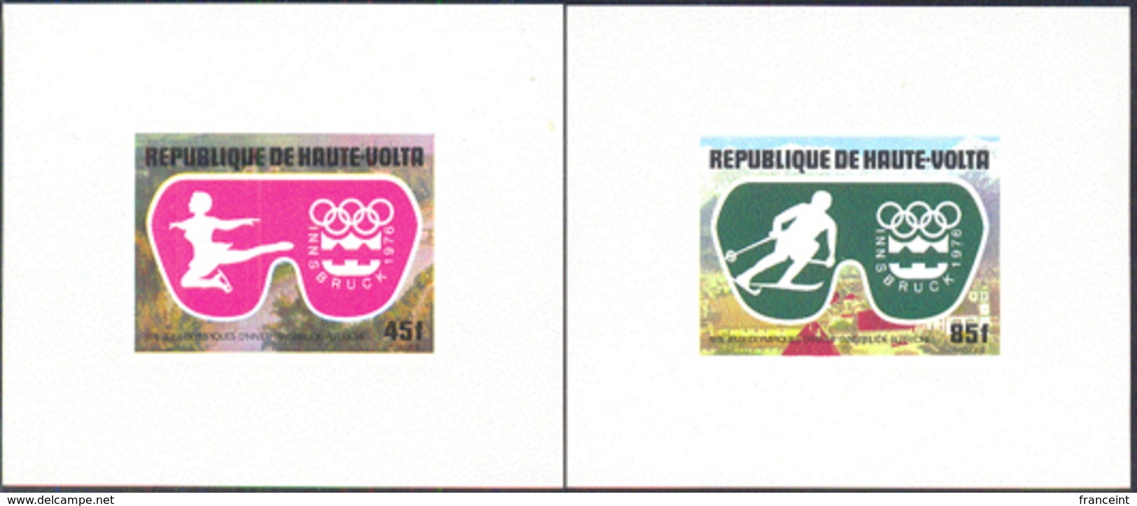 UPPER VOLTA (1976) Innsbruck Olympics. Set Of 5 Imperforate Minisheets. Scott Nos 384-6,C228-9. - Alto Volta (1958-1984)