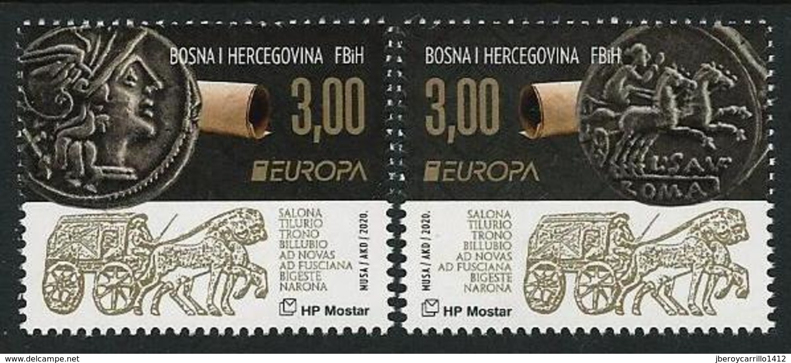 BOSNIA HERZEGOVINA CROATA / BOSNIA I HERZEGOVINA MOSTAR  - EUROPA 2020 - " ANCIENT POSTAL ROUTES" - SERIE De 2 V. - N - 2019