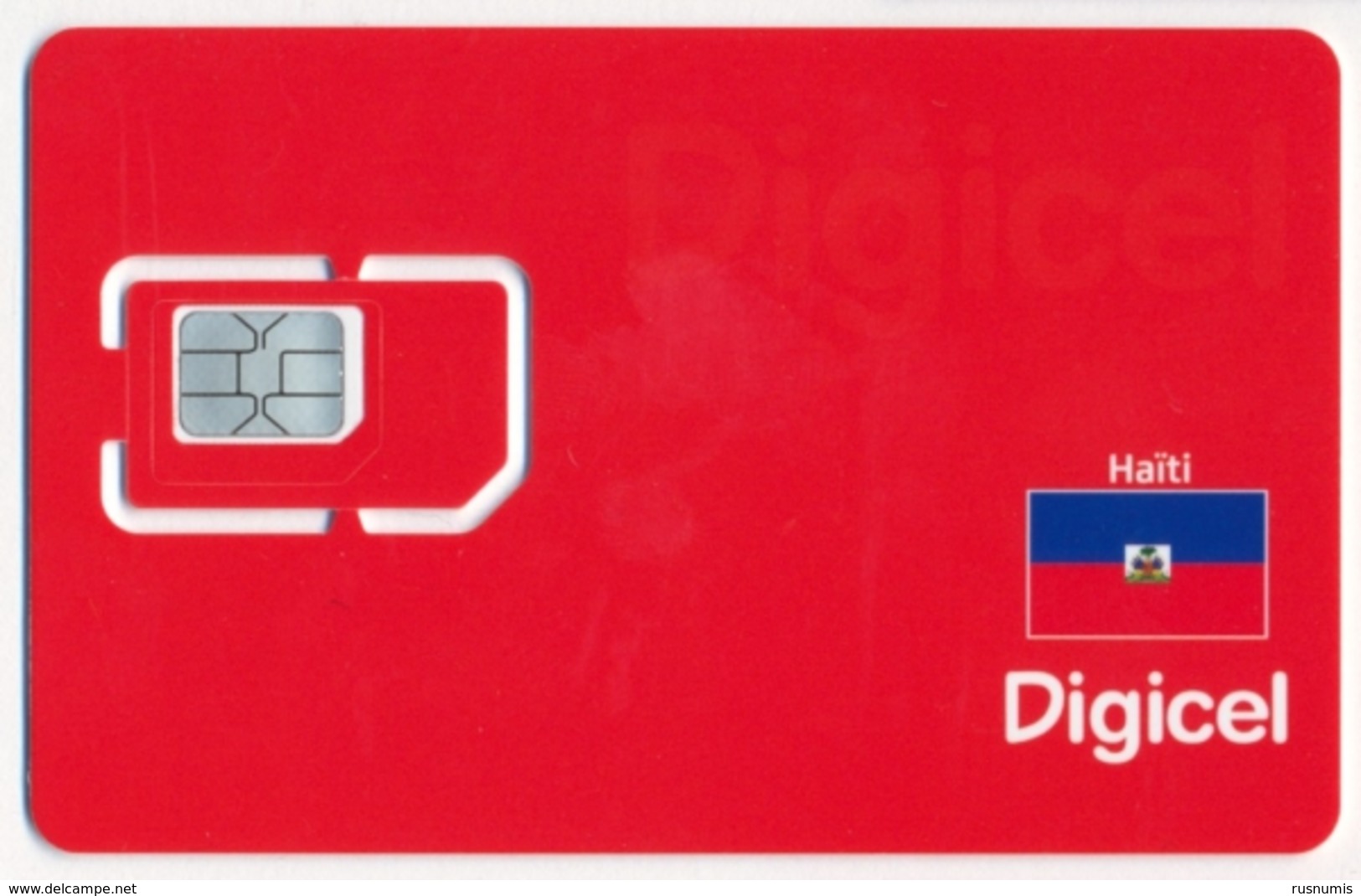 HAITI DIGICEL GSM (SIM) CARD HAITI FLAG - RED BACKGROUND MINT UNUSED - Haití