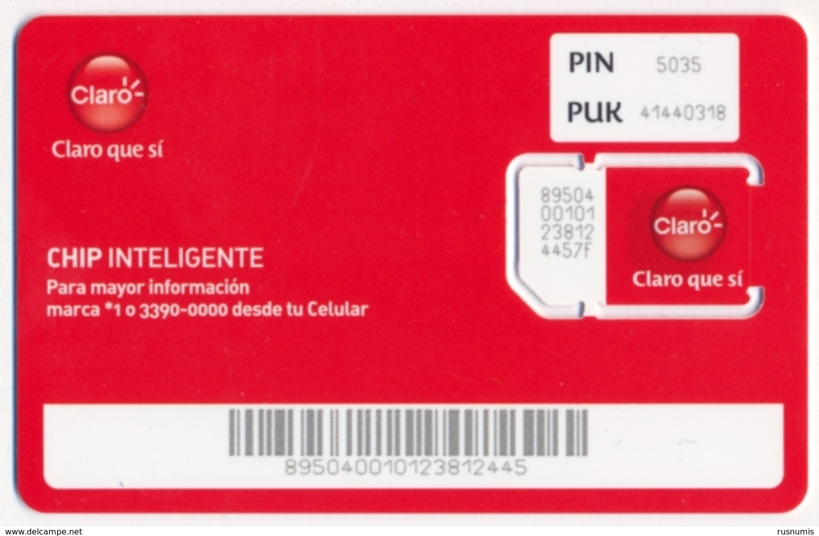 HONDURAS CLARO GSM (SIM) CARD - CHIP INTELIGENTE MINT UNUSED - Honduras