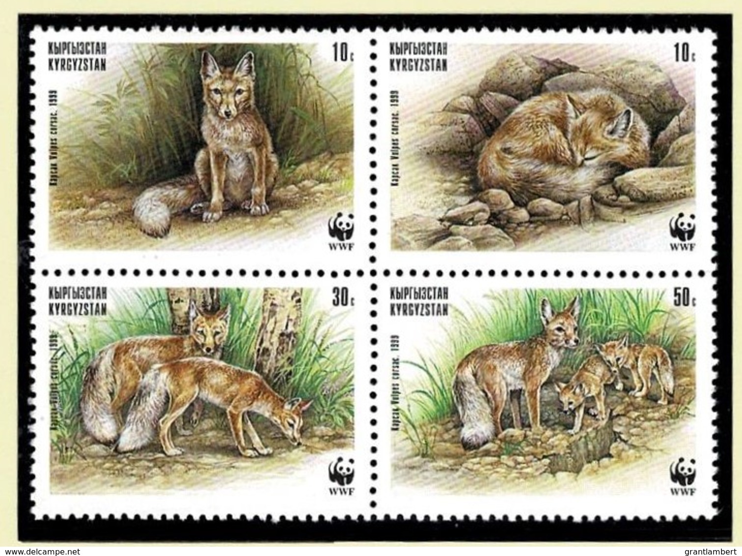 Kyrgyzstan 1999 Corsac Fox WWF Set Of 4 MNH - Kirgizië