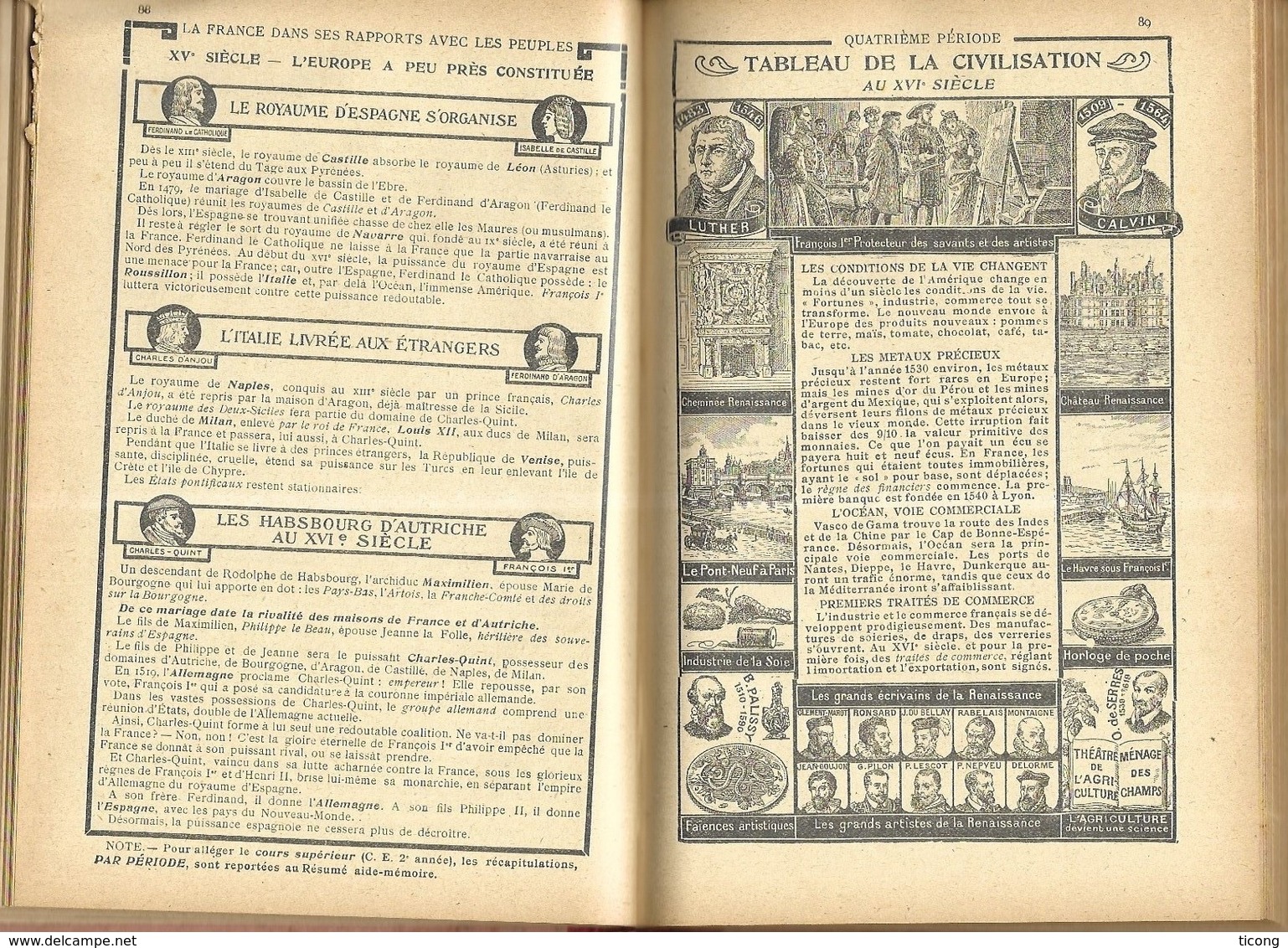 HISTOIRE DE FRANCE GAUTHIER DESCAMPS HACHETTE 1923 - GRAVURES, CARTES, TABLEAUX, AIDES MEMOIRES, VOIR LES SCANNERS - 6-12 Years Old