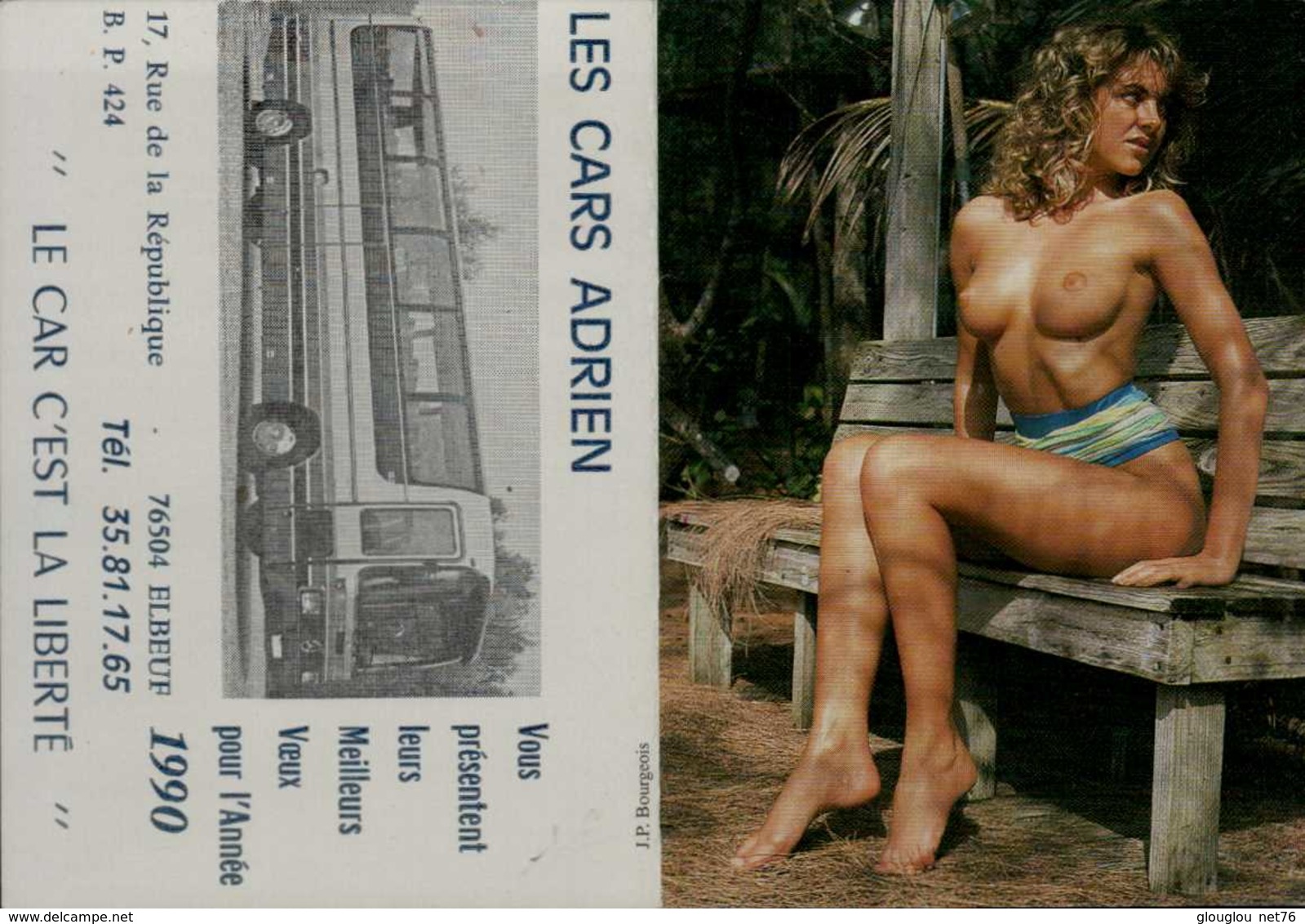 CALENDRIER 1990...LES CARS ADRIEN AVEC FEMME SEINS NUS - Petit Format : 1981-90