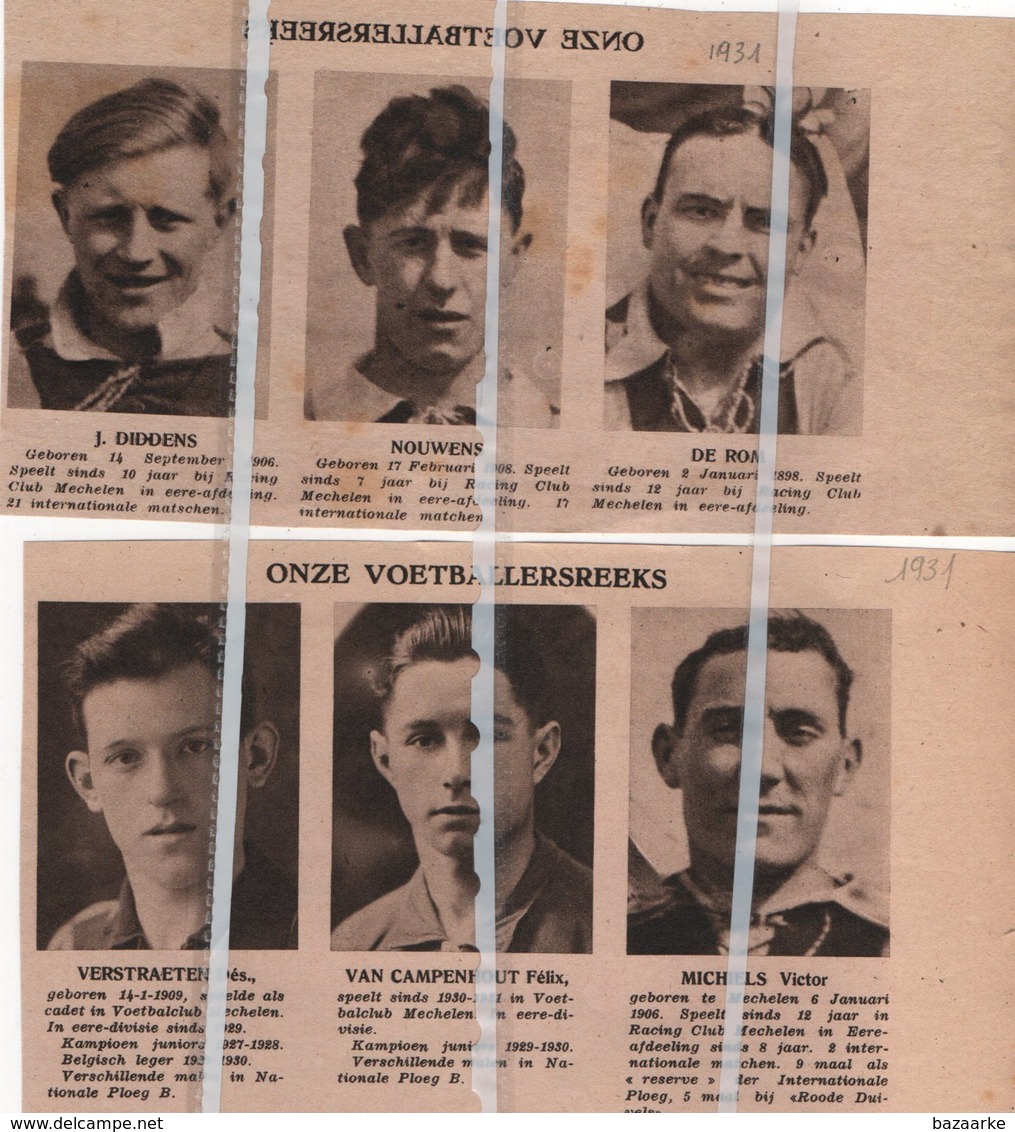 VOETBALSPORT.1931.RACING CLUB MECHELEN .DIDDENS/LIJERS/VAN DE MERT/VERBIST/VERLINDEN/HAMERS/DE ROM/NOUWENS/MICHIELS - Non Classés