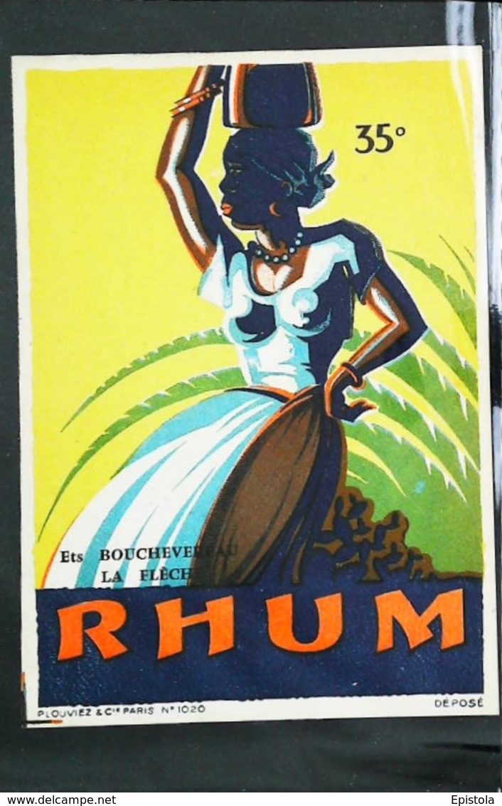 Ancienne Etiquette De Rhum - RHUM - Ets Bouchereau à La Flèche - Imp. Litho. Plouviez & Cie Paris N°1020 - Rhum