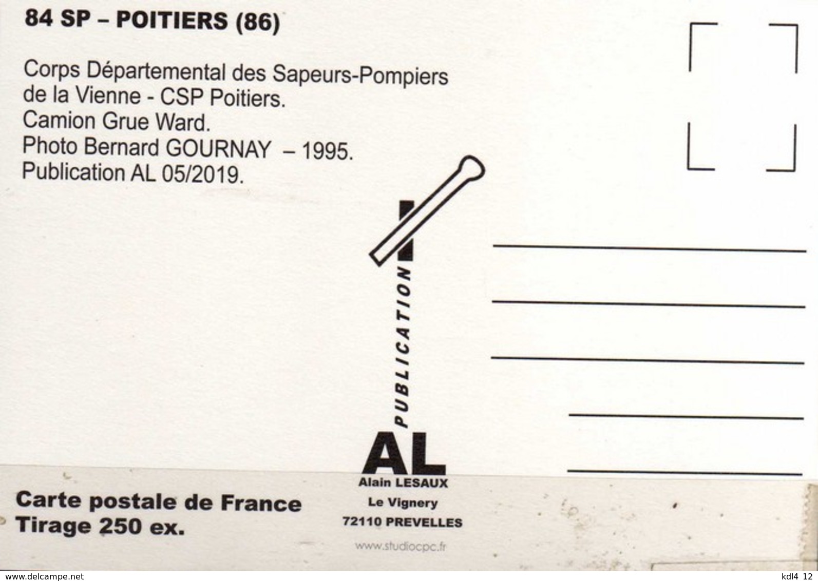 AL - Lot de 6 cartes postales modernes - Véhicules des Sapeurs-Pompiers de France - 80 SP à 85 SP