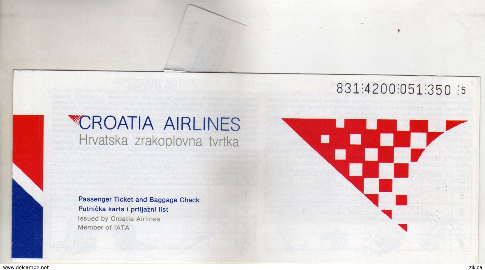 Plane - Croatia Airlines - Passenger Ticket And Baggage Check - RARE - Europe