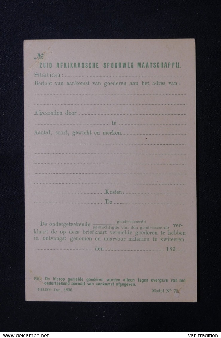 AFRIQUE DU SUD - Entier Postal ( Repiquage Au Verso ) En 189.. Non Circulé - L 61122 - Nieuwe Republiek (1886-1887)