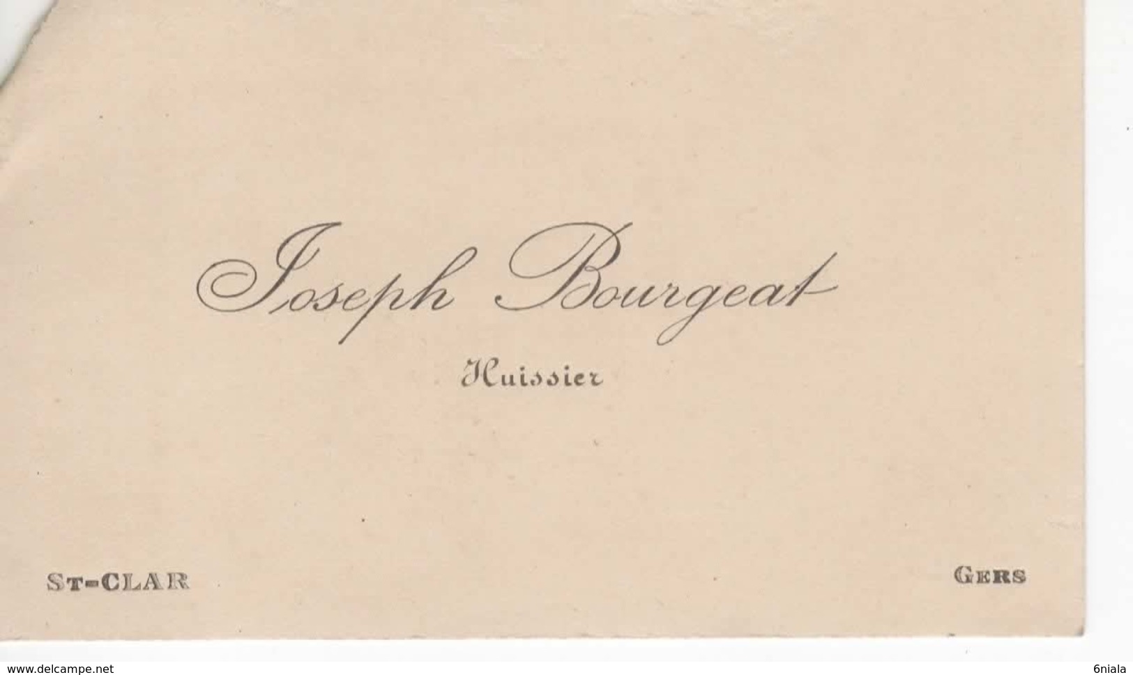 917  Carte De Visite JOSEPH BOURGEAT  Huissier   St Clar Gers 32 - Visiting Cards