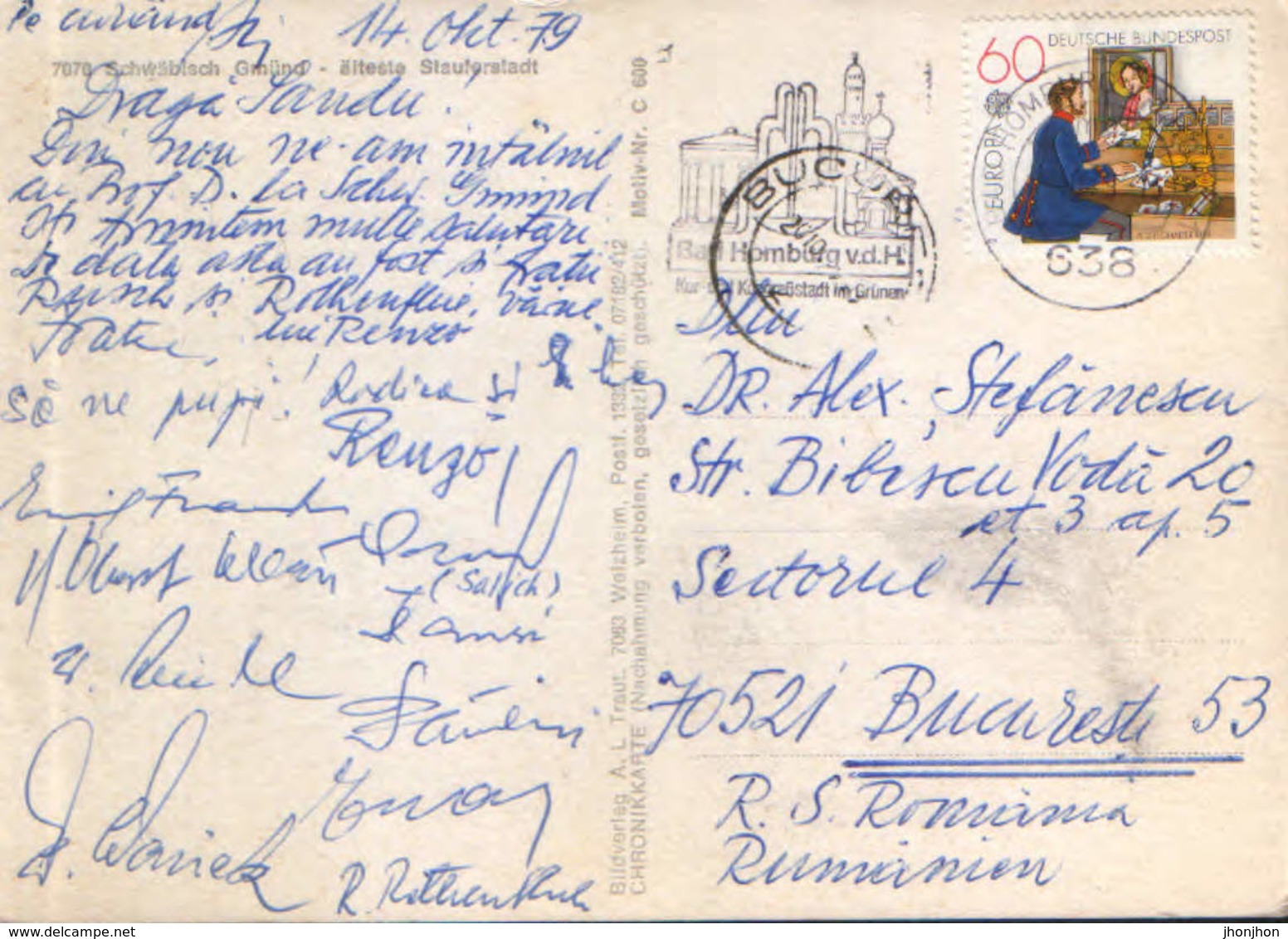 Germany - Postcard  Used 1979 - Schwabisch Gmund -  Images From The City - 2/scans - Schwaebisch Gmünd