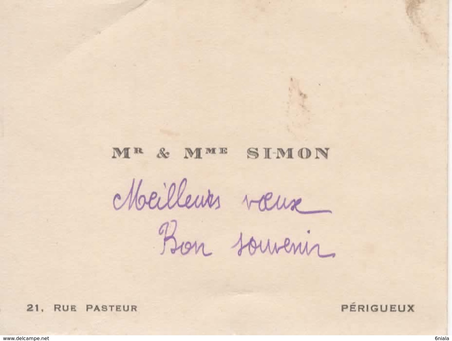 908  Carte De Visite  SIMON    Périgueux  87 - Cartes De Visite