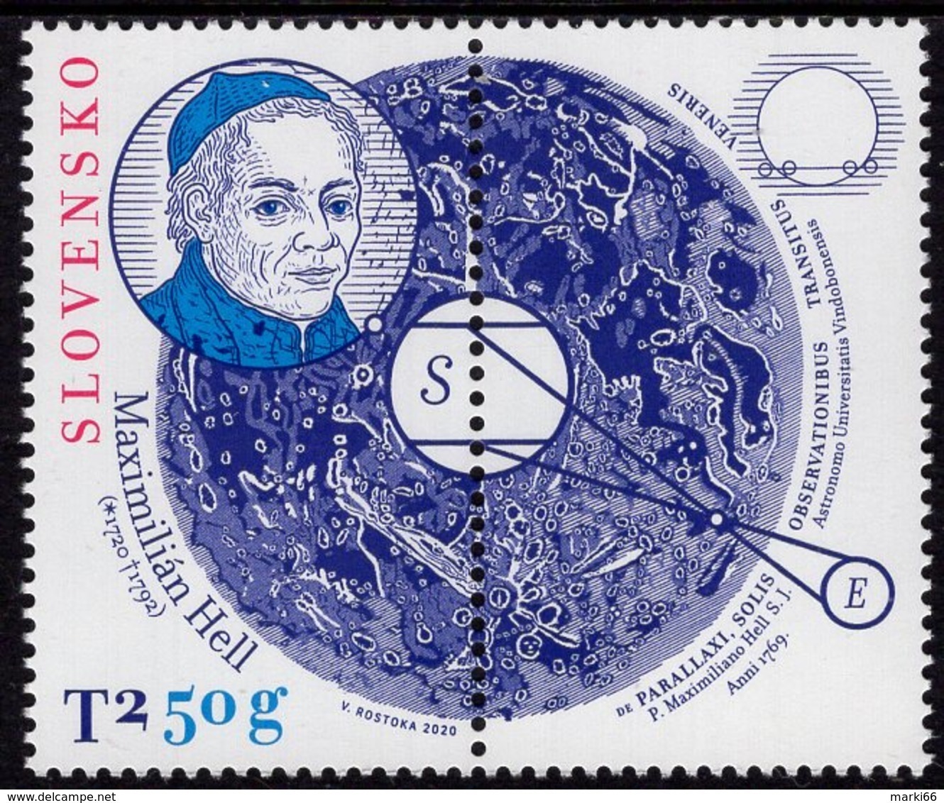 Slovakia - 2020 - Personalities - Maximilián Hell, Astronomer - Mint Stamp With Tab - Ongebruikt