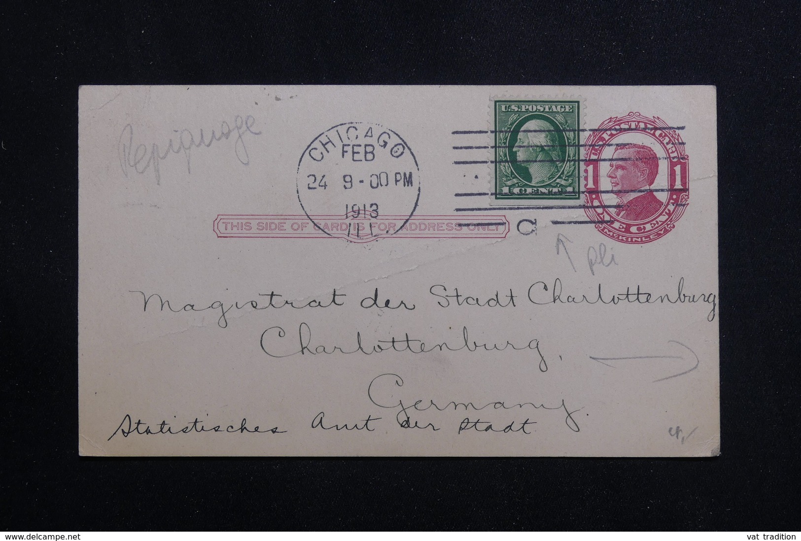 ETATS UNIS - Entier Postal Commercial ( Repiquage Au Dos ) De Chicago Pour L 'Allemagne En 1913 - L 61155 - 1901-20