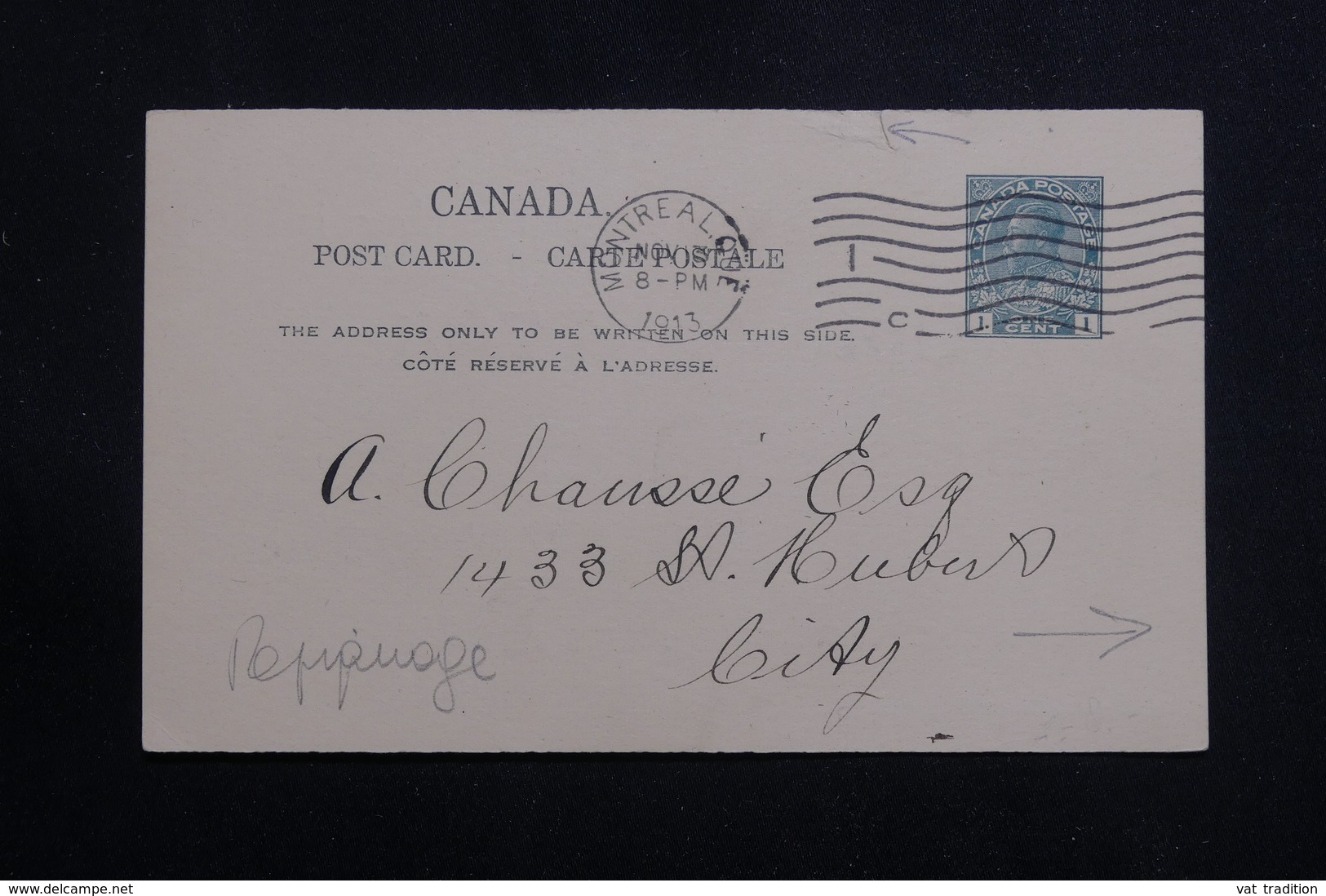 CANADA - Entier Postal Commercial ( Repiquage Au Dos ) De Montréal En 1913 - L 61158 - 1903-1954 Könige