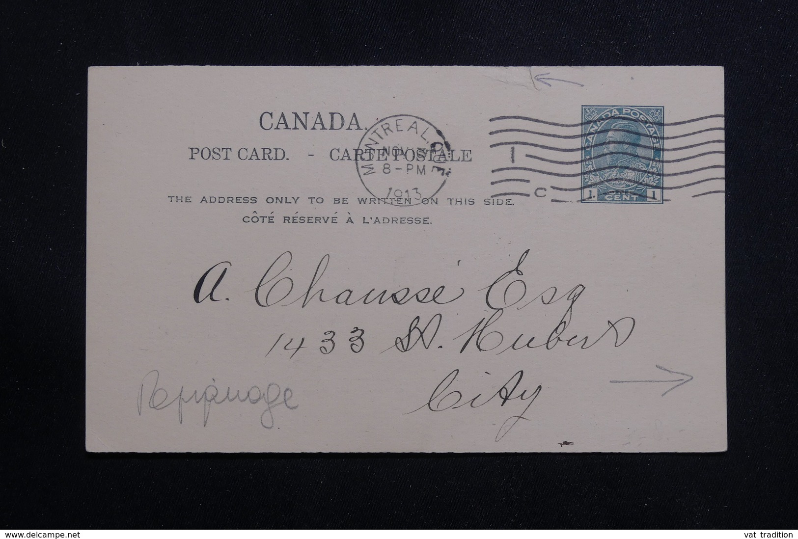 CANADA - Entier Postal Commercial ( Repiquage Au Dos ) De Montréal En 1913 - L 61158 - 1903-1954 Reyes