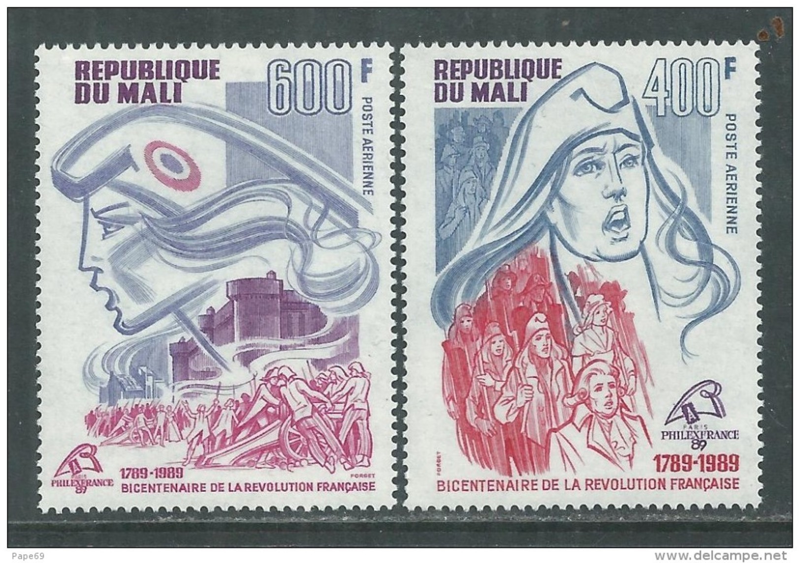 MALI  P. A.  N° 541 / 42 XX   Bicentenaire De La Révolution Française , Les 2 Valeurs  Sans Charnière, TB - Mali (1959-...)