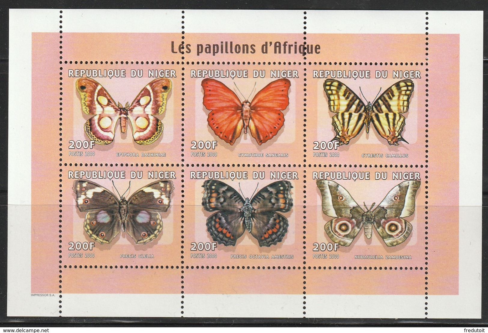 NIGER - N°1517/22 ** (2000) Papillons - Niger (1960-...)