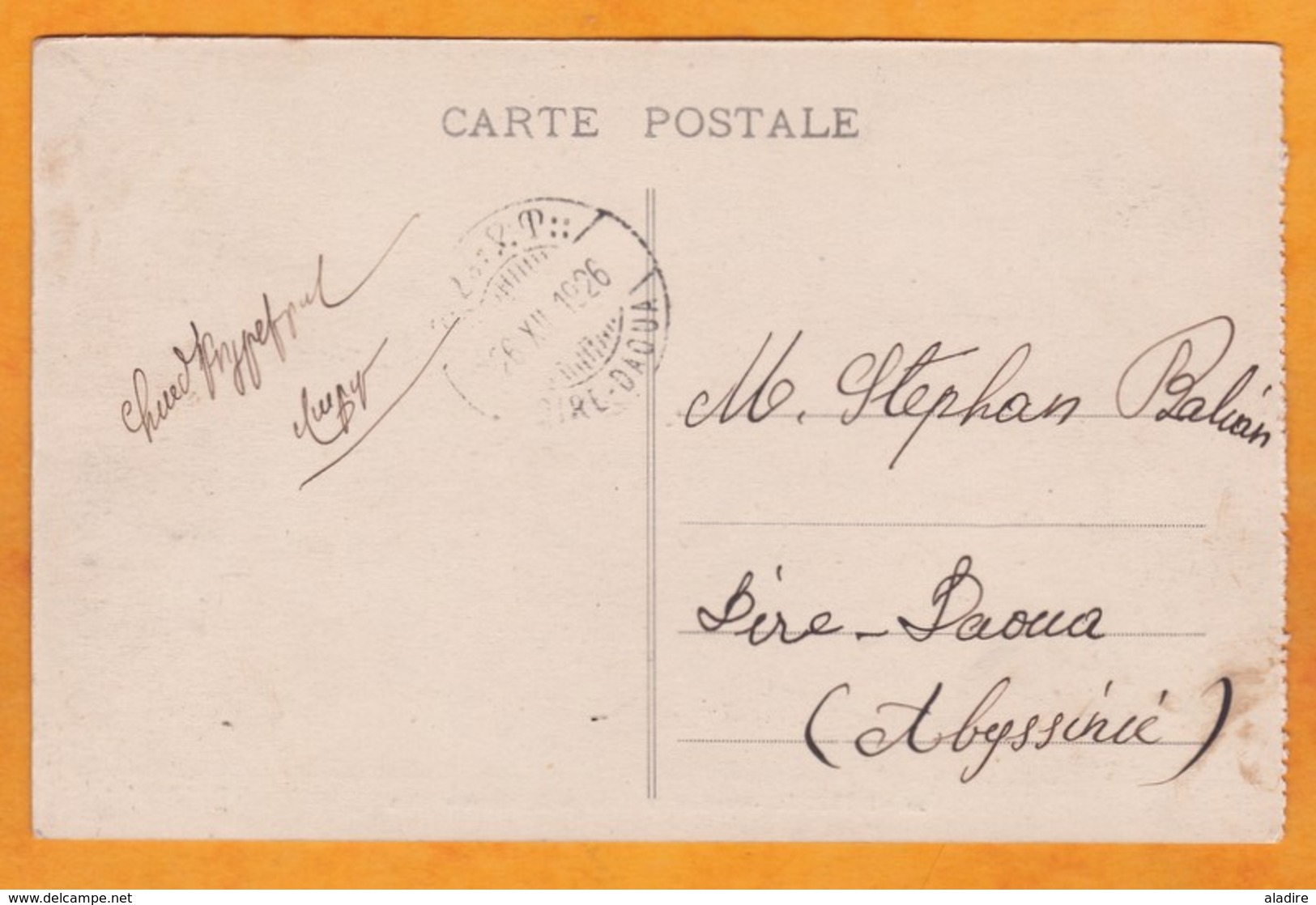 1926 - CP De Djibouti, Côte Française Des Somalis Vers Dire Dawa Daoua, Abyssinie, Ethiopie - Affrt 90 C - Cad Arrivée - Lettres & Documents