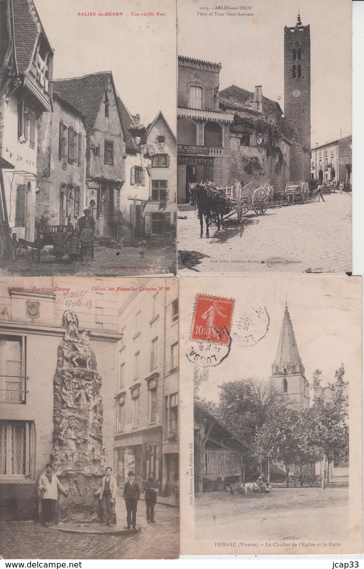 LOT DE 100 CPA TYPE PETITE CARTE  DROUILLE - pas de Paris, Lourdes, Versailles, Mont st Michel ...  qqes ex en scan  -