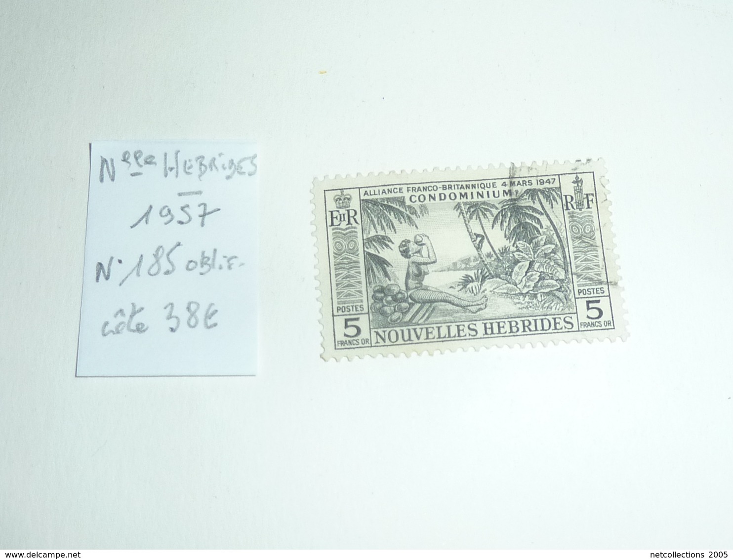 TIMBRE DES NOUVELLES-HEBRIDES N°185 OBLITERE - ALLIANCE FRANCO-BRITANNIQUE...CONDOMINIUM (CB) - Used Stamps