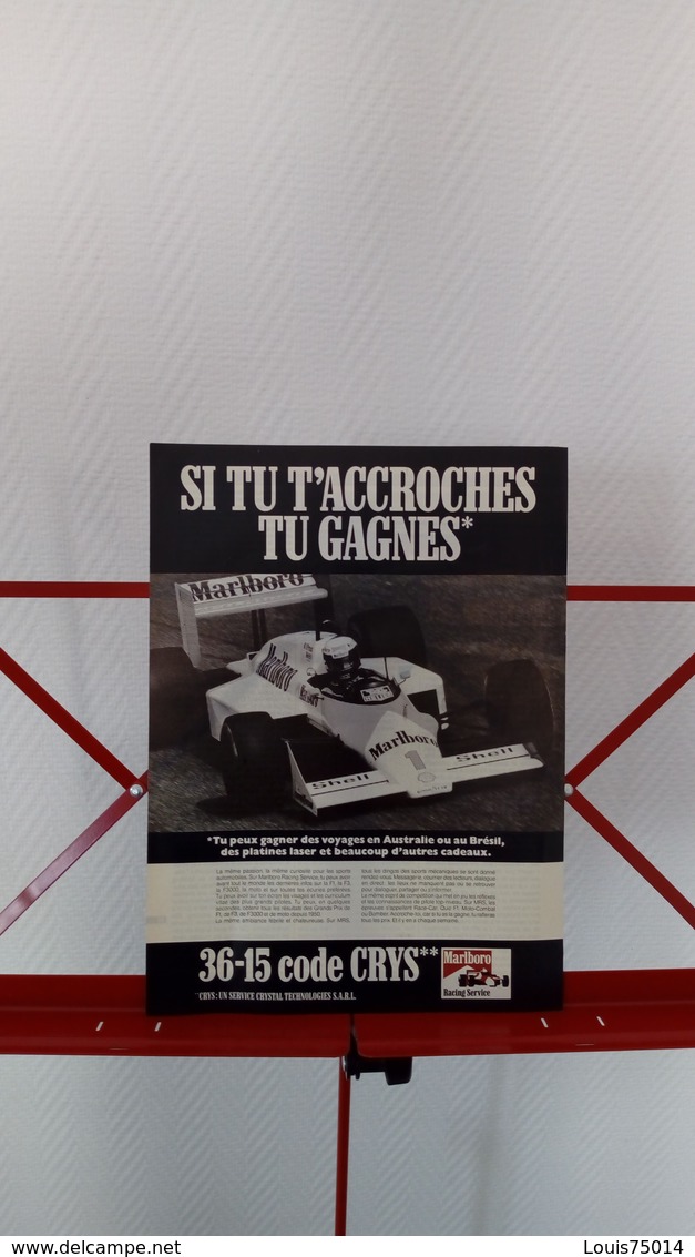 Publicité De Presse De 1988 Marlboro Racing Service-Alain Prost - Publicidad