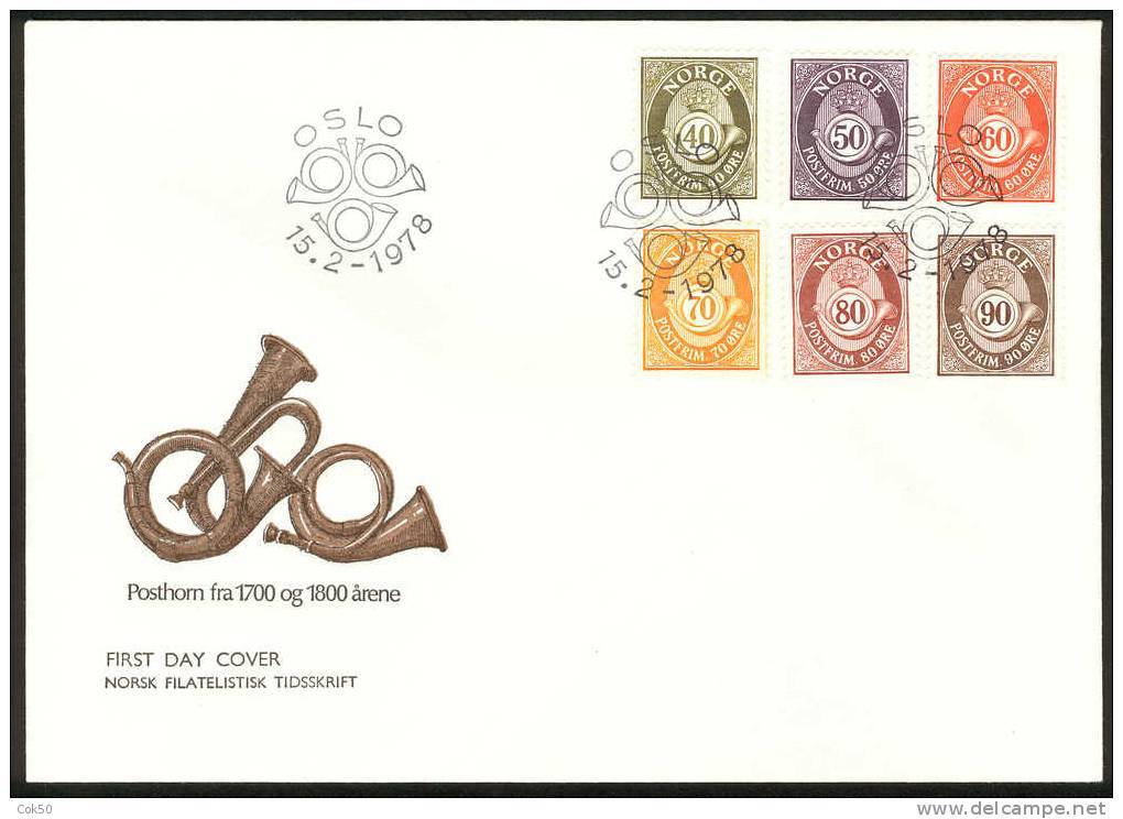 NORWAY FDC 1978 «Daily Issues, Posthorn». Perfect, Cacheted Unadressed Cover - FDC