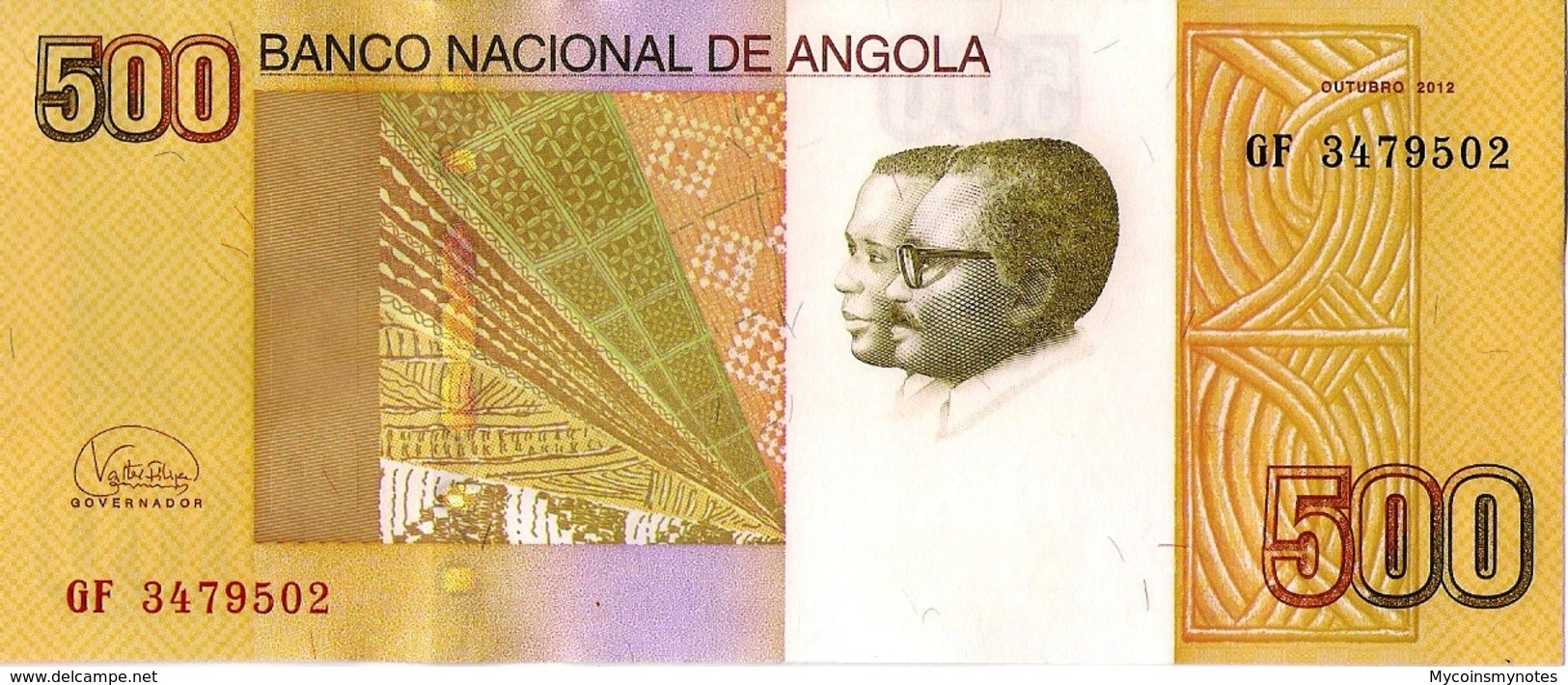 ANGOLA, 500 Kwanzas Banknote 2017 "2012", Andulo Falls, P156, UNC, New Signature - Angola