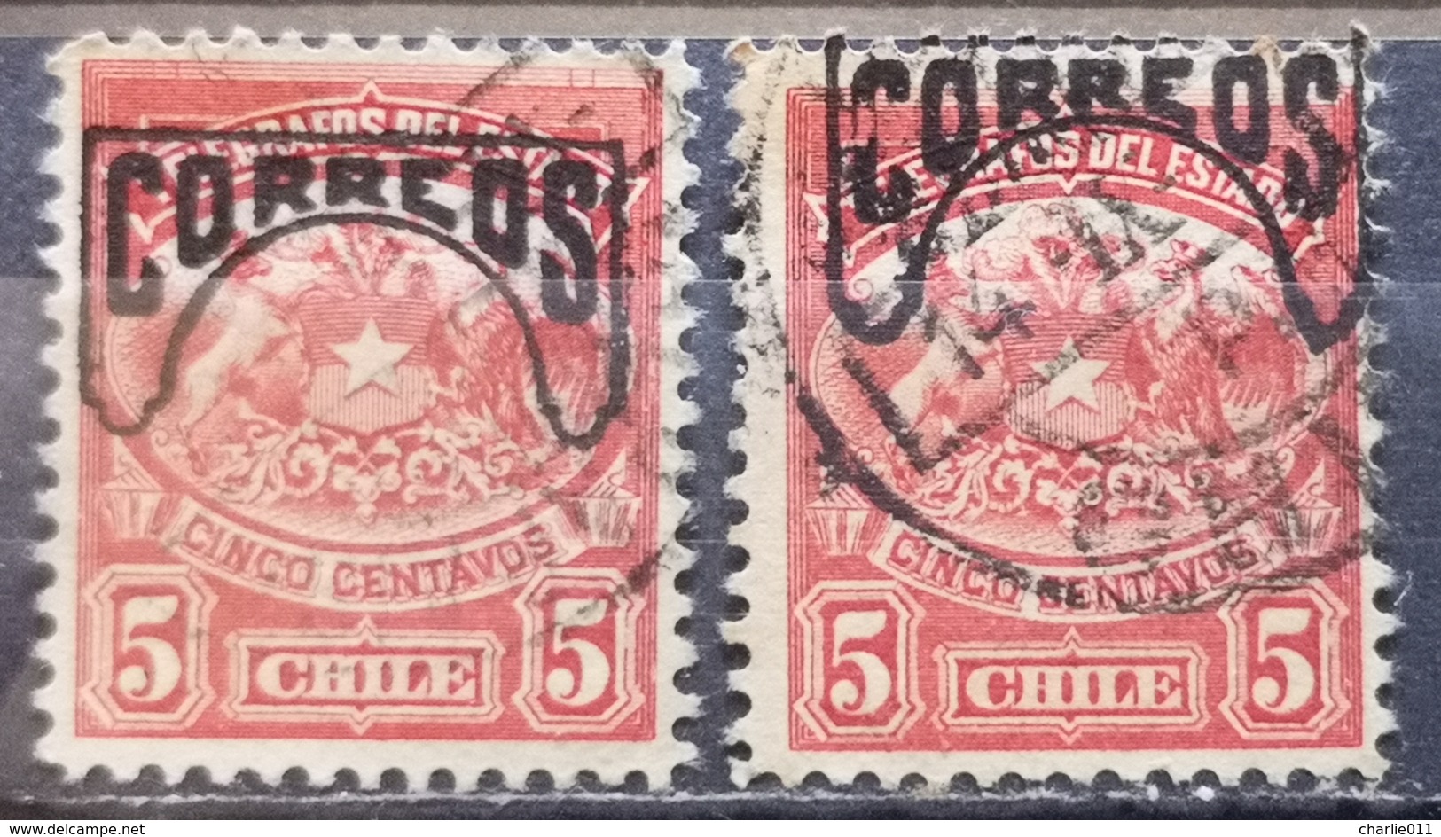 TELEGRAPH STAMP - 5 C-ERROR -RARE - VARIATION -OVERPRINT CORREOS-CHILE-1904 - Chile