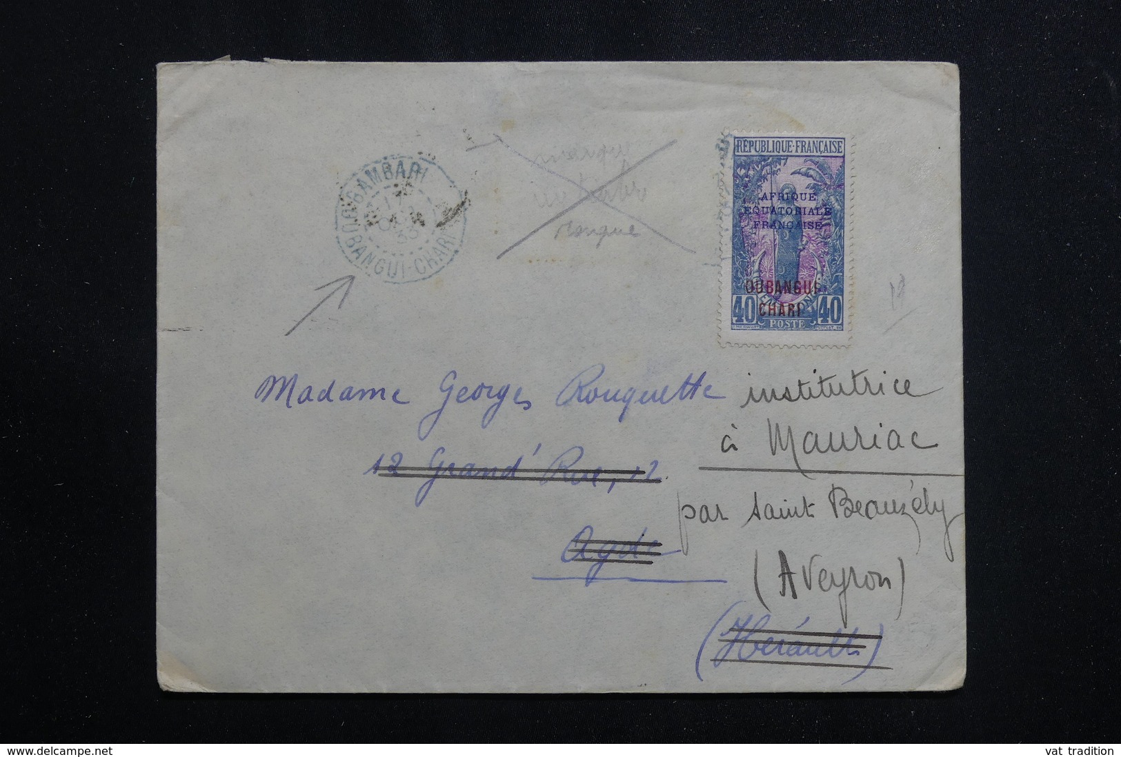 OUBANGUI - Enveloppe De Bambari Pour La France En 1933 ,  Affranchissement Incomplet - L 61224 - Storia Postale