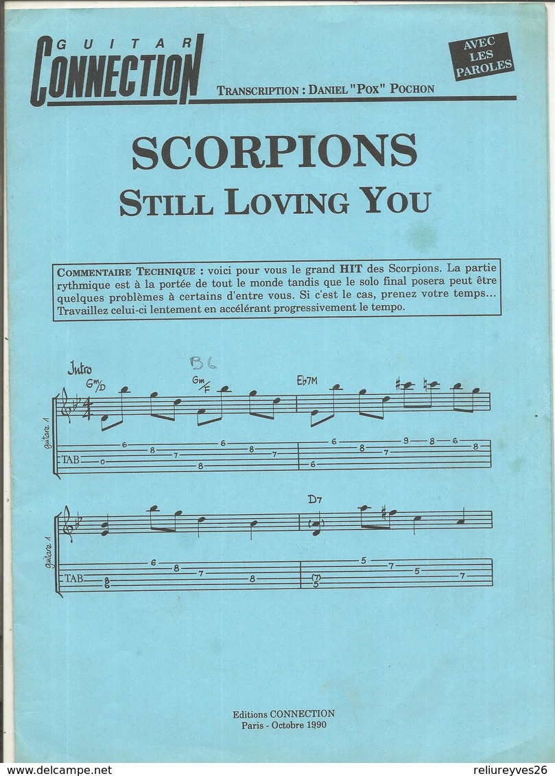 Parition ,Guitar , Scorpions - Still Loving You , Ed. Connection 1990 - Textbooks