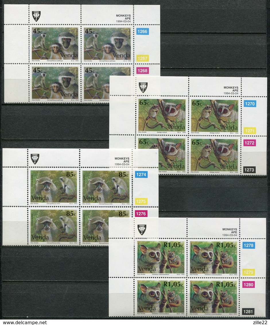 Venda Mi# 270-3 Zylinderblöcke Postfrisch/MNH Controls - Fauna Monkeys - Venda