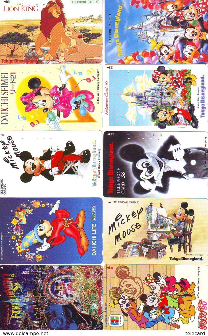 10 Télécartes Différentes DISNEY JAPAN (LOT A-13)  10 DIFFERENT PHONECARDS DISNEY * 10 VERSCHIEDENE TELEFONKARTEN DISNEY - Disney